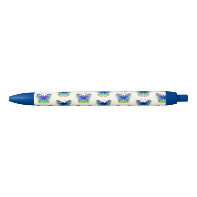 Rainbow Butterfly Peacock Eye Black Ink Pen (Front)