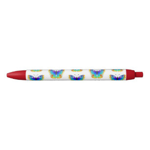 Rainbow Butterfly Peacock Eye Black Ink Pen