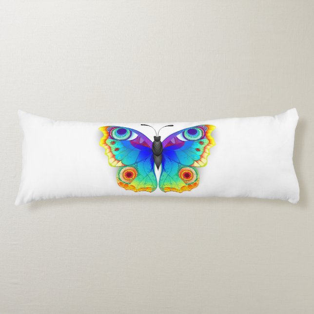 Rainbow Butterfly Peacock Eye Body Pillow (Front)