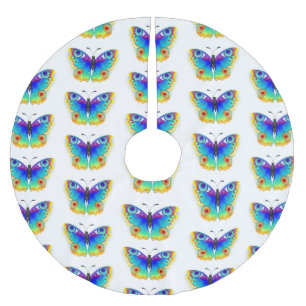 Rainbow Butterfly Peacock Eye Brushed Polyester Tree Skirt
