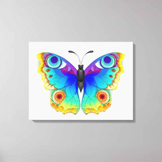 Rainbow Butterfly Peacock Eye Canvas Print (Front)