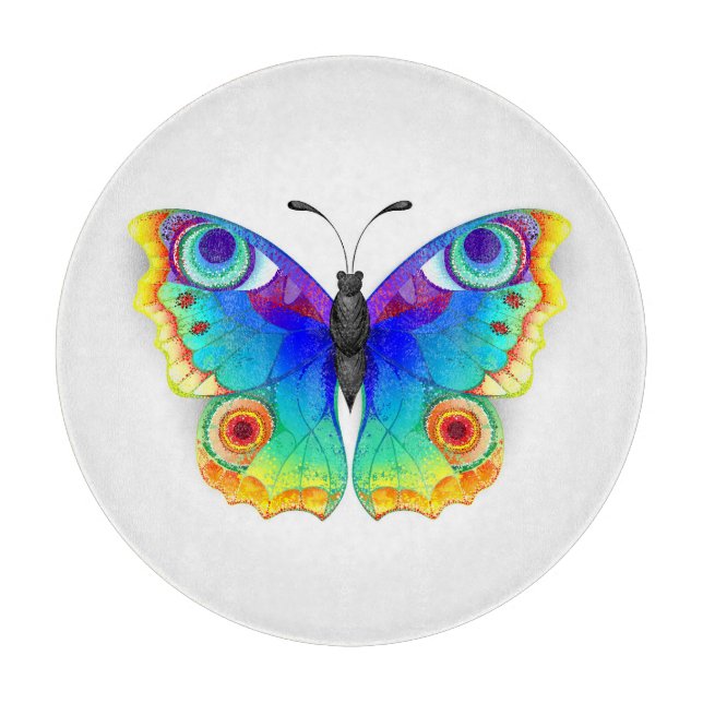 Rainbow Butterfly Peacock Eye Cutting Board (Front)