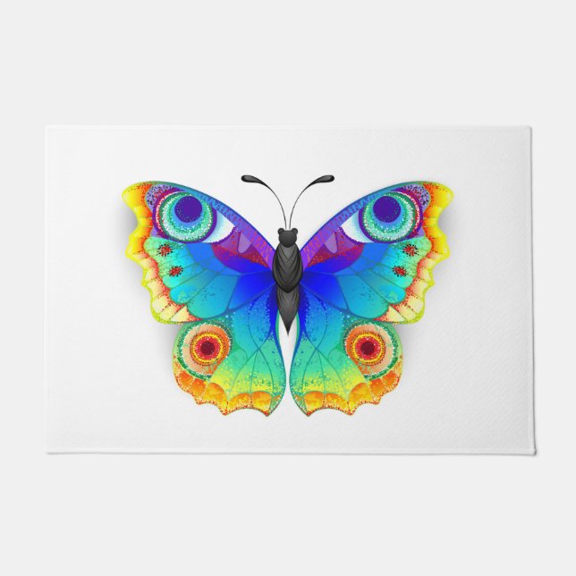 Rainbow Butterfly Peacock Eye Doormat (Front)