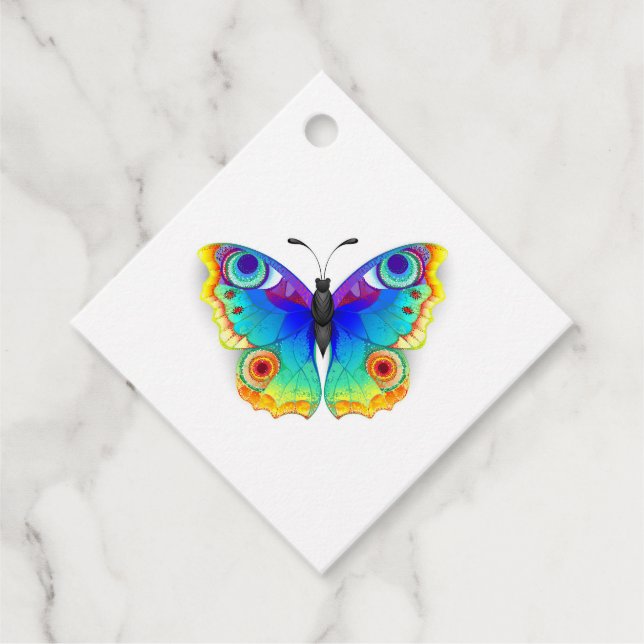 Rainbow Butterfly Peacock Eye Favour Tags (Front)