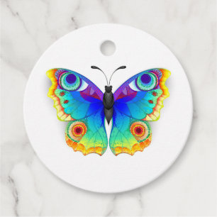 Rainbow Butterfly Peacock Eye Favour Tags