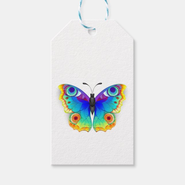 Rainbow Butterfly Peacock Eye Gift Tags (Front)
