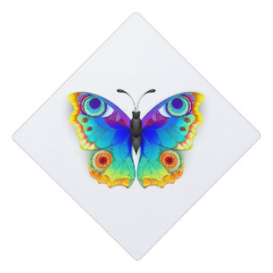 Rainbow Butterfly Peacock Eye Graduation Cap Topper