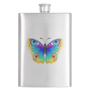 Rainbow Butterfly Peacock Eye Hip Flask