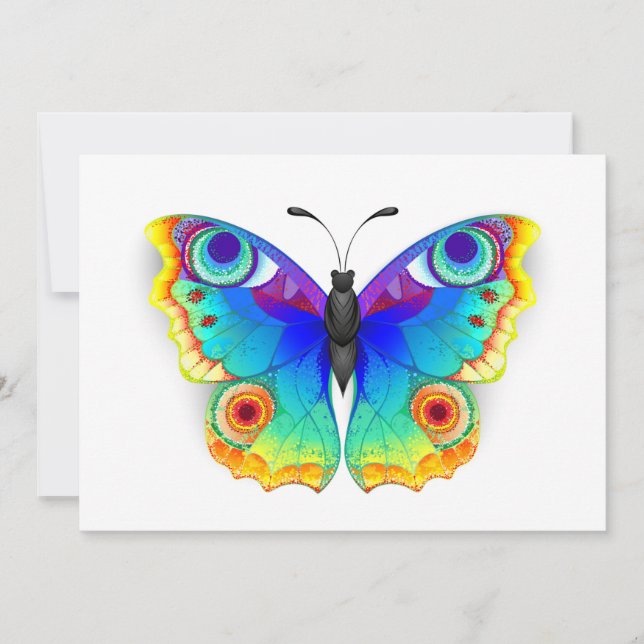 Rainbow Butterfly Peacock Eye Holiday Card (Front)
