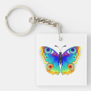 Rainbow Butterfly Peacock Eye Keychain
