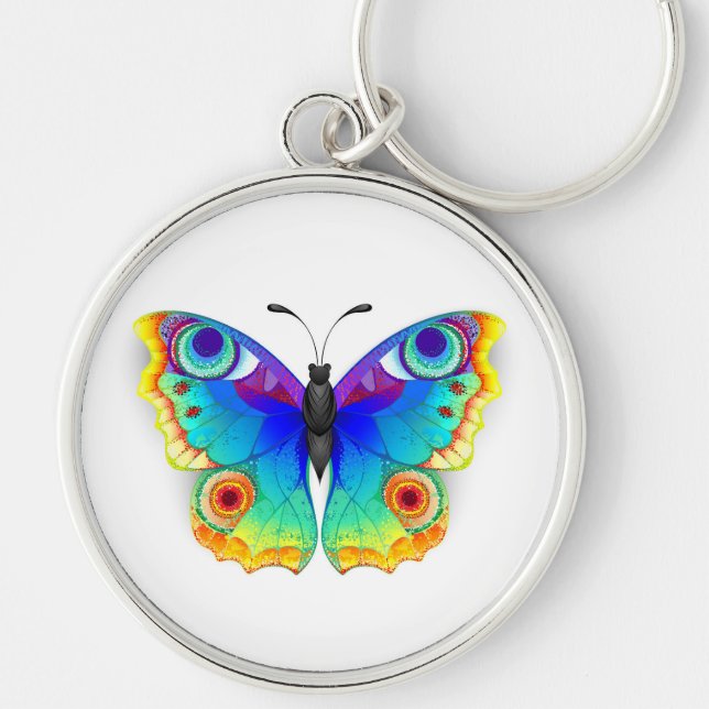 Rainbow Butterfly Peacock Eye Keychain (Front)