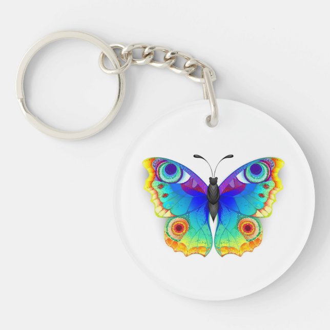 Rainbow Butterfly Peacock Eye Keychain (Front)