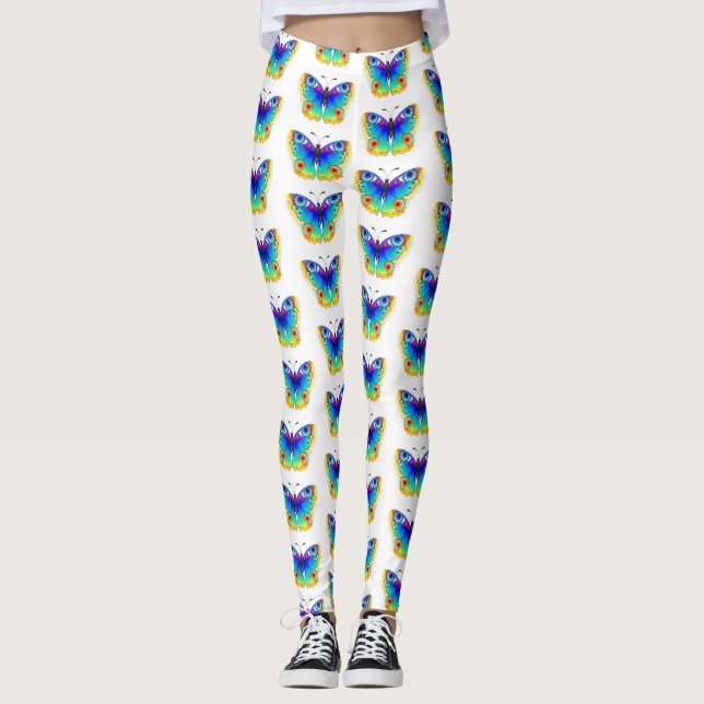 Rainbow Butterfly Peacock Eye Leggings (Front)