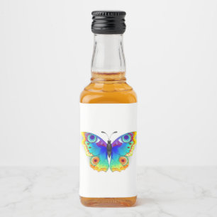 Rainbow Butterfly Peacock Eye Liquor Bottle Label