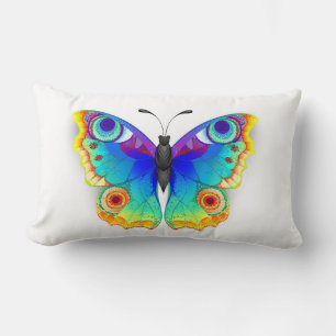 Rainbow Butterfly Peacock Eye Lumbar Pillow