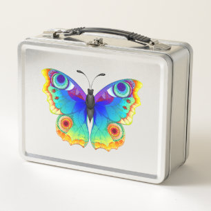 Rainbow Butterfly Peacock Eye Metal Lunch Box