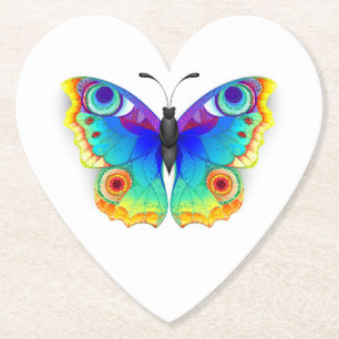 Rainbow Butterfly Peacock Eye Paper Coaster
