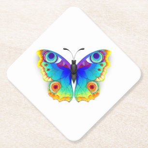 Rainbow Butterfly Peacock Eye Paper Coaster
