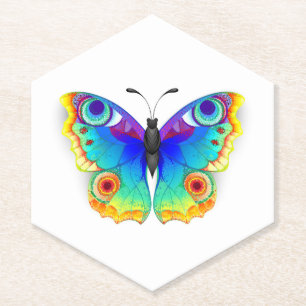 Rainbow Butterfly Peacock Eye Paper Coaster