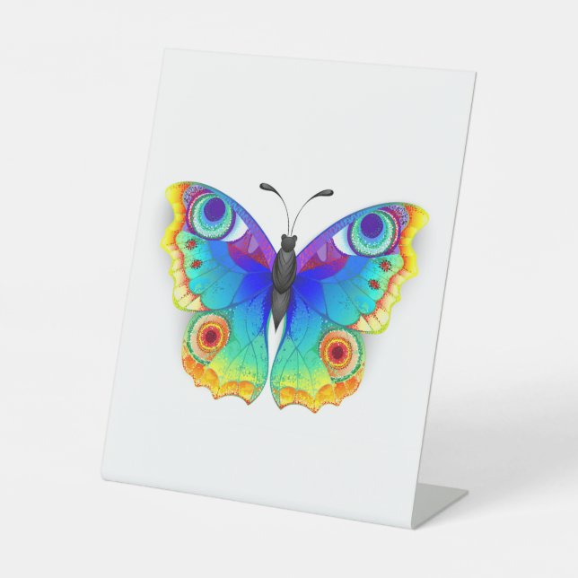 Rainbow Butterfly Peacock Eye Pedestal Sign (Front)