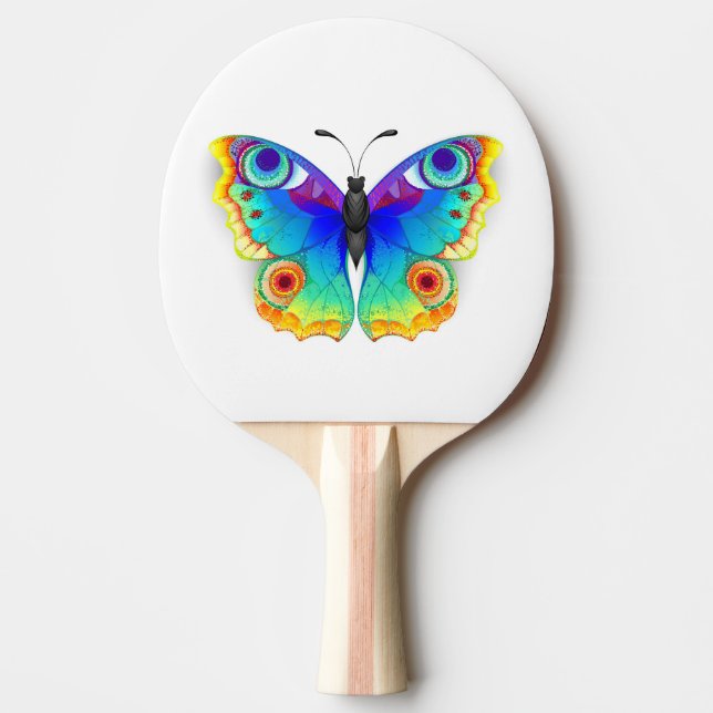 Rainbow Butterfly Peacock Eye Ping Pong Paddle (Front)