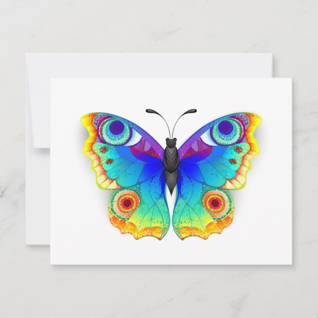 Rainbow Butterfly Peacock Eye RSVP Card (Front)