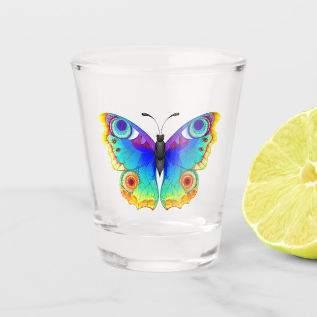 Rainbow Butterfly Peacock Eye Shot Glass (Front)