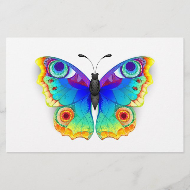 Rainbow Butterfly Peacock Eye Stationery (Front)