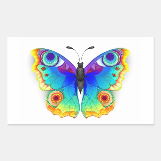 Rainbow Butterfly Peacock Eye Sticker (Front)