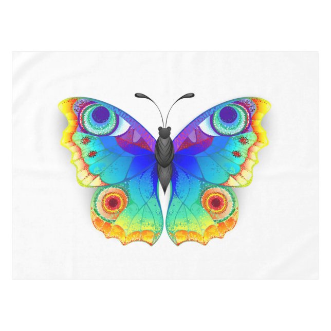 Rainbow Butterfly Peacock Eye Tablecloth (Front (Horizontal))