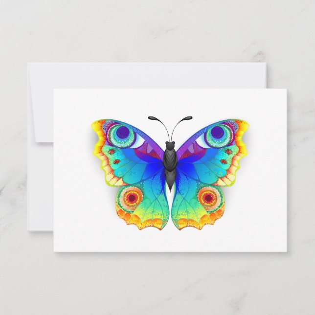 Rainbow Butterfly Peacock Eye Thank You Card (Front)