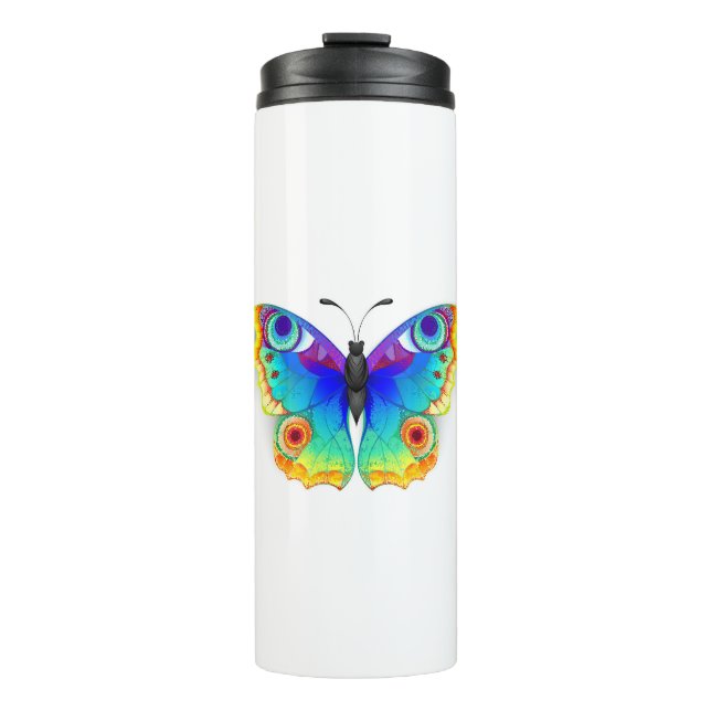 Rainbow Butterfly Peacock Eye Thermal Tumbler (Front)