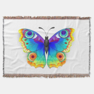 Rainbow Butterfly Peacock Eye Throw Blanket