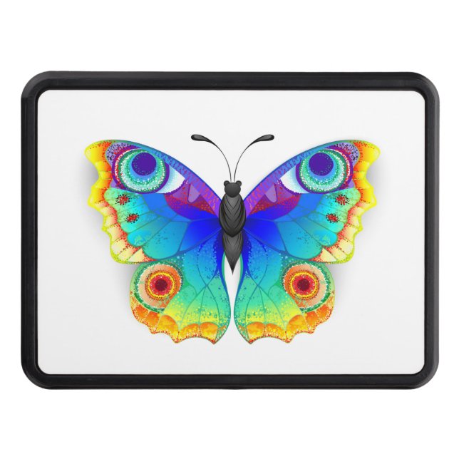 Rainbow Butterfly Peacock Eye Trailer Hitch Cover (Front)