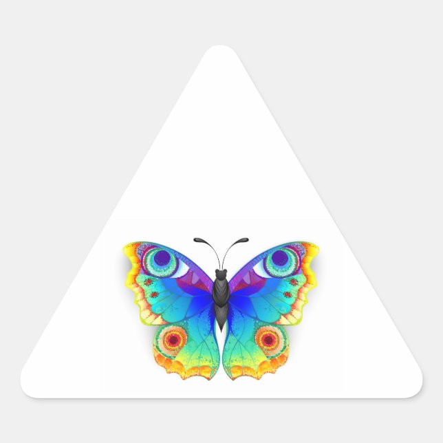 Rainbow Butterfly Peacock Eye Triangle Sticker (Front)