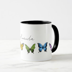 Rainbow Butterfly Personalized Coffee Mug