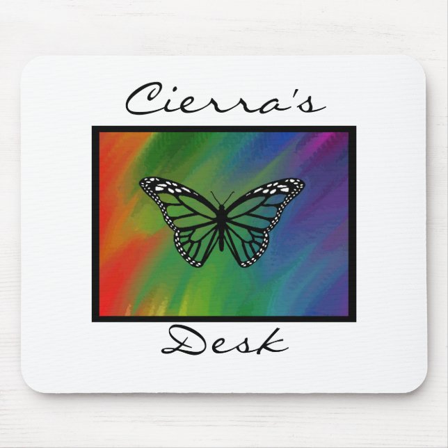 Rainbow Butterfly Personalized Mousepad (Front)