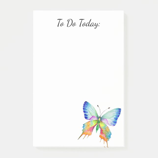 Rainbow Butterfly Personalized Post it Notes 4"x6" (Front)