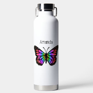 Rainbow Butterfly Personalized  Water Bottle