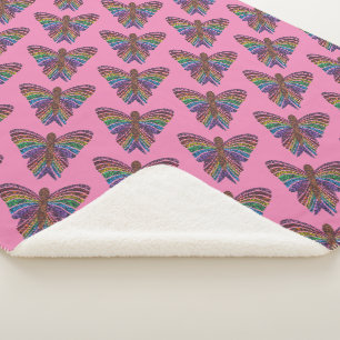 Rainbow Butterfly (pink) - Sherpa Blanket