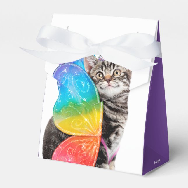 Rainbow Butterfly Princess Kitten Favor Box (Front Side)