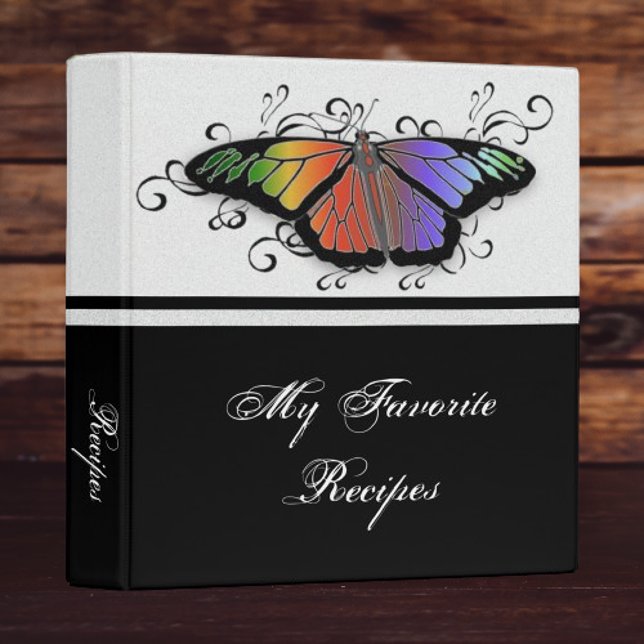 Rainbow Butterfly Recipe Binder (Rainbow Butterfly Recipe Book Binder)