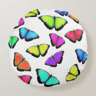 Rainbow Butterfly Round Pillow
