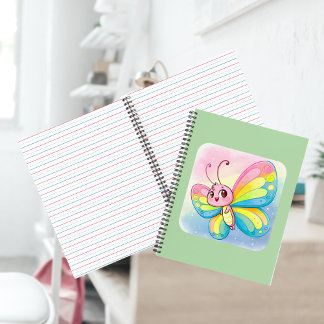 Rainbow Butterfly Spiral Notebook
