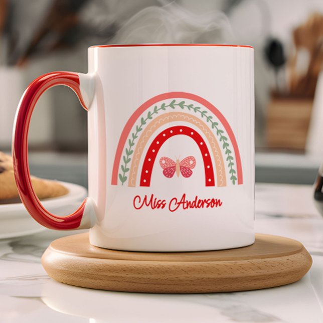Rainbow & Butterfly Teacher's Name Mug (Creator Uploaded)