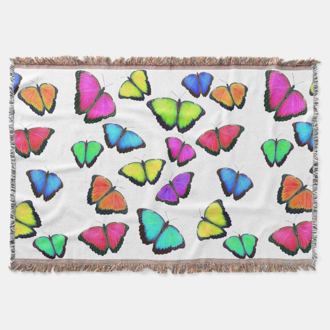 Rainbow Butterfly Throw Blanket (Front)