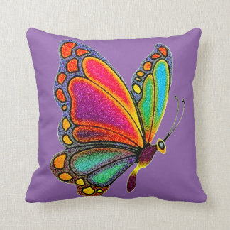 Rainbow Butterfly Throw Pillow