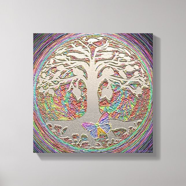 Rainbow Butterfly Tree Canvas Print (Front)