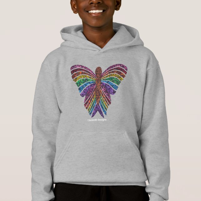 Rainbow Butterfly (vivid) - Boy's Hoodie (Front)