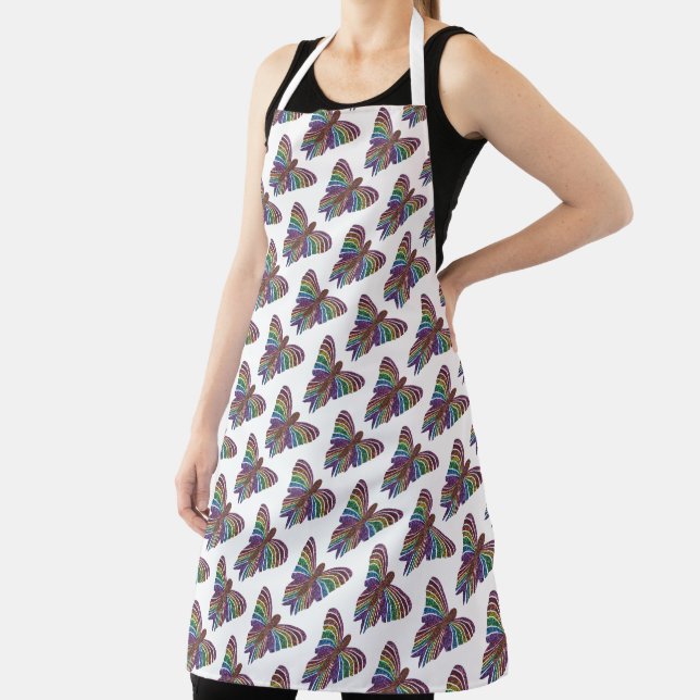 Rainbow Butterfly (white) - Apron (Insitu)